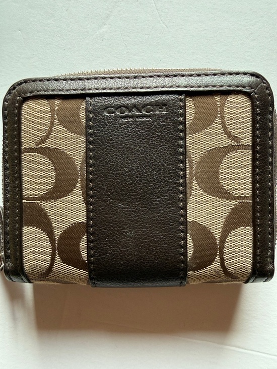Coach Handbags - Coach Brown Signature 'C' Compact Zip Wallet
